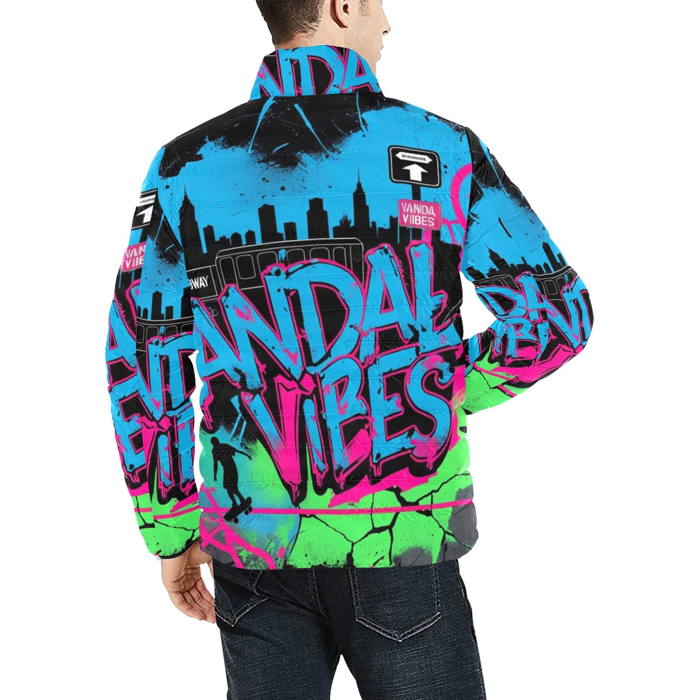 Giacca Bomber Uomo Collezione Vandal Vibes JSHUB – Base nera Stampa All Over