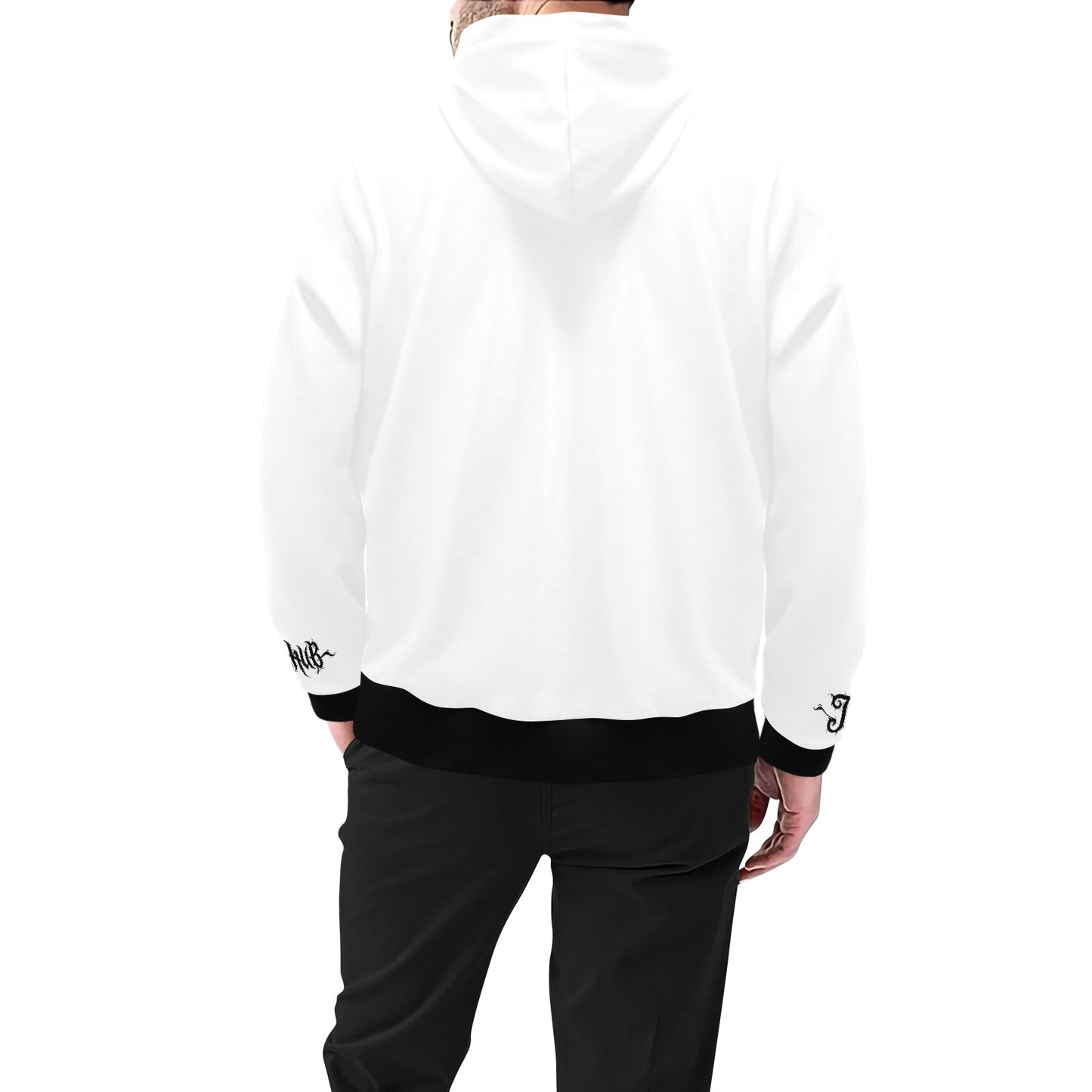 Felpa Uomo JSHUB White Signature sfondo nero logo centrale Collezione Monocolore