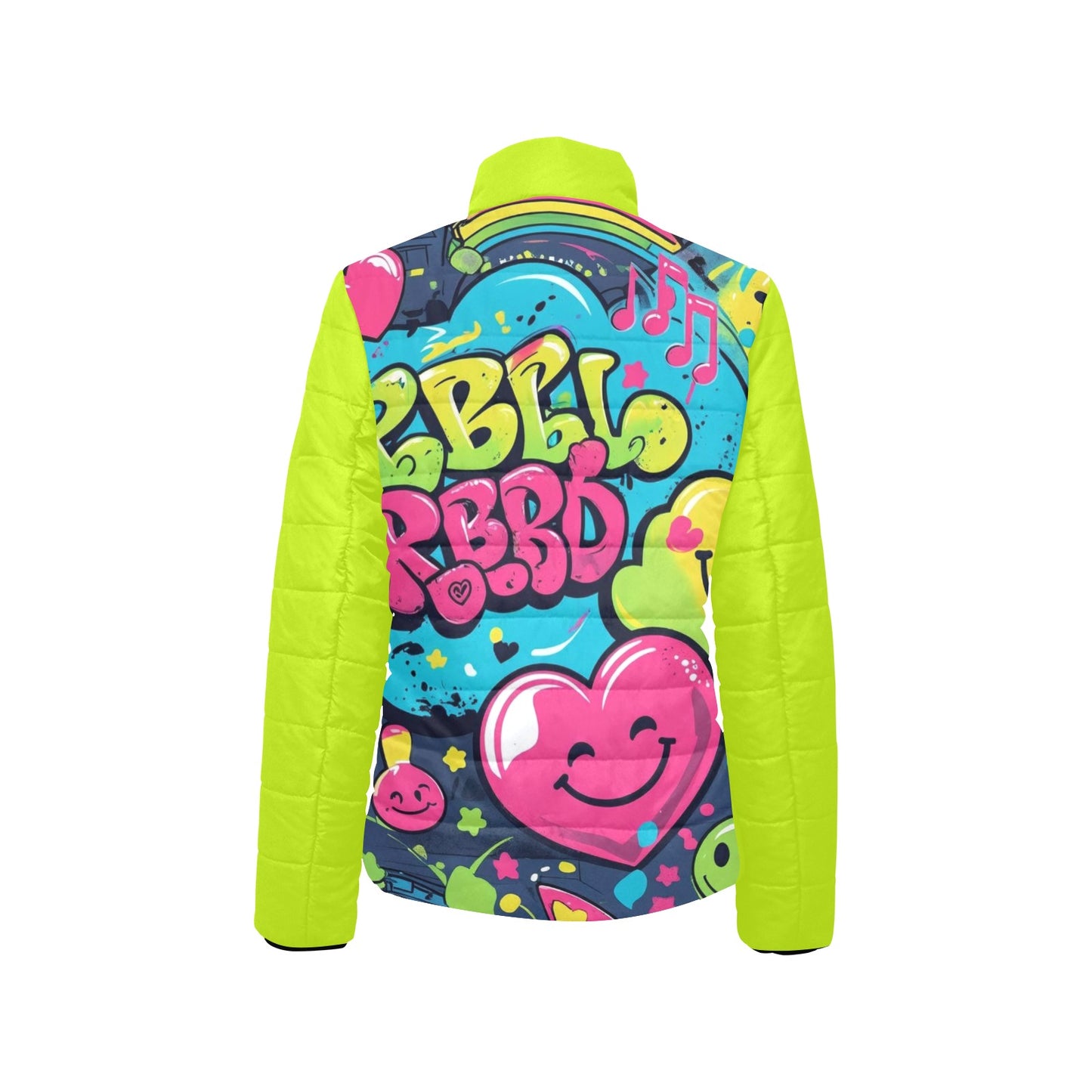 Giacca imbottita donna Viber City “Emotion Happiness” colletto rialzato multicolor