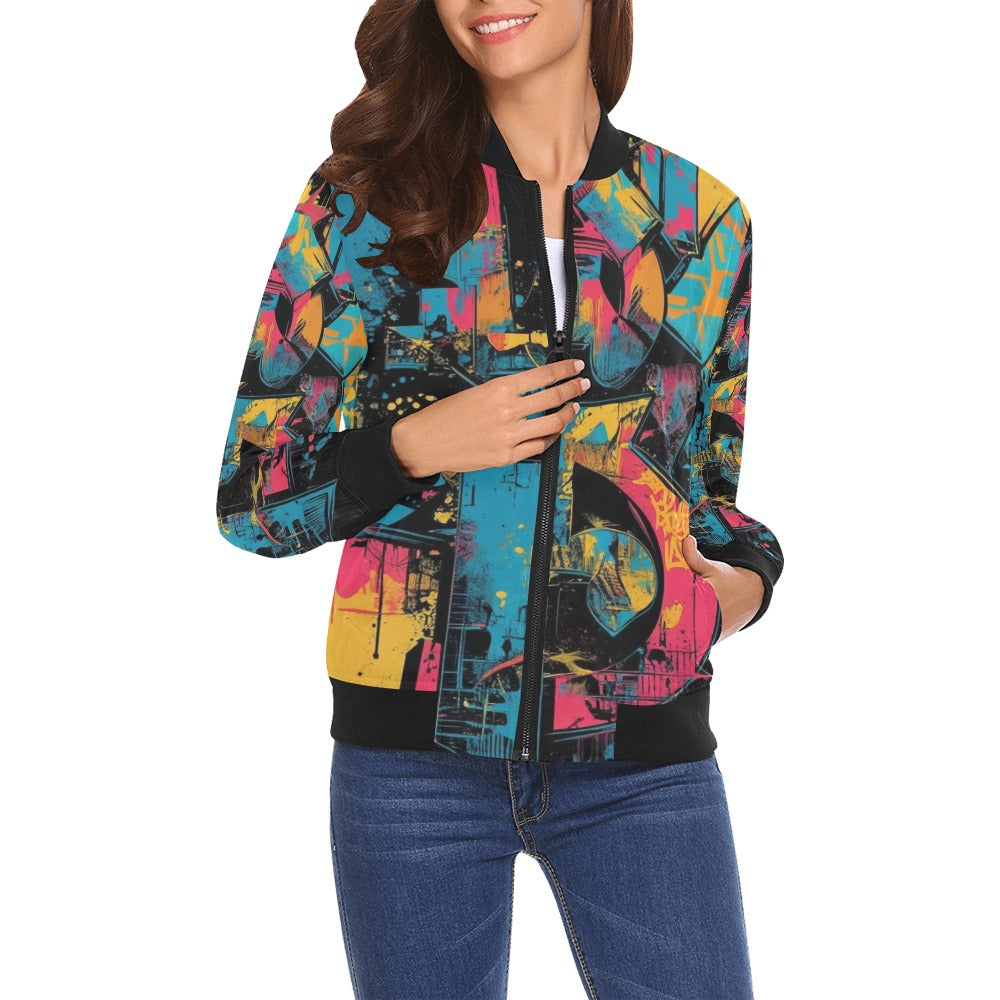 Bomber donna Concrete Echoes “Visual Riot” stampa all over streetwear