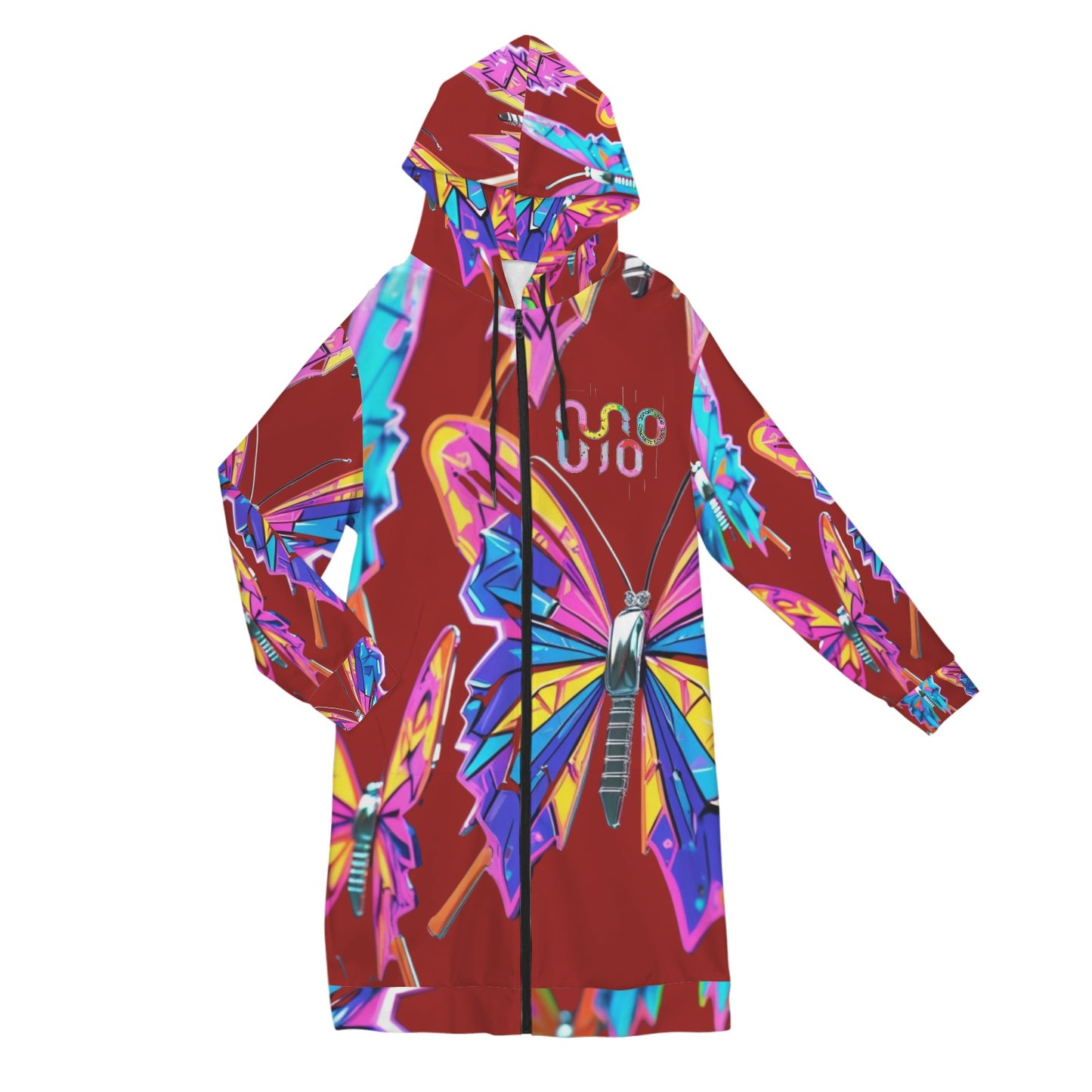 Giacca felpa donna con cappuccio e zip Wings of Noise stampa all-over – 10 varianti colore