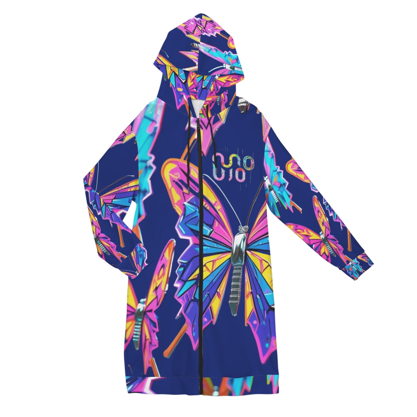 Giacca felpa donna con cappuccio e zip Wings of Noise stampa all-over – 10 varianti colore