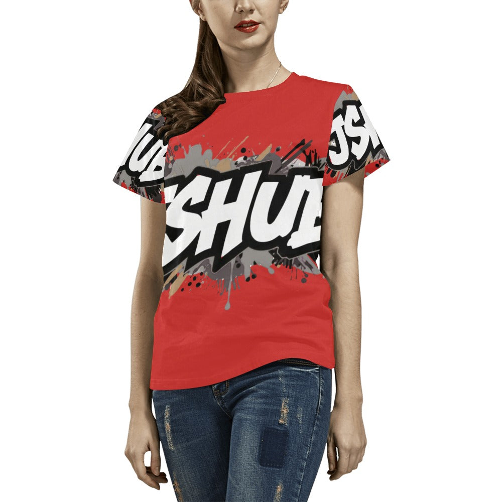 T-shirt Donna JSHub Urban Streetwear Graffiti Monochrome – Stampa All-Over