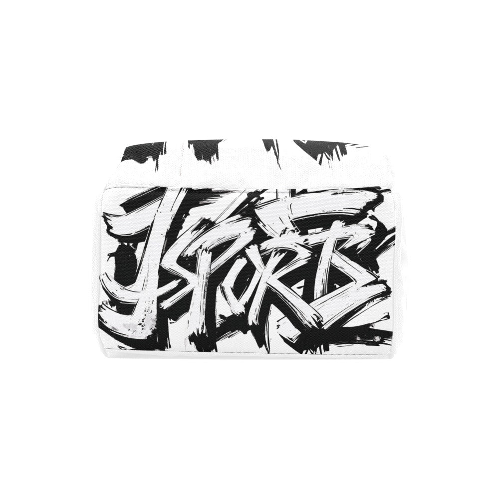 Zaino multifunzione Momo JSPORTS – Bianco con stampa all-over nera