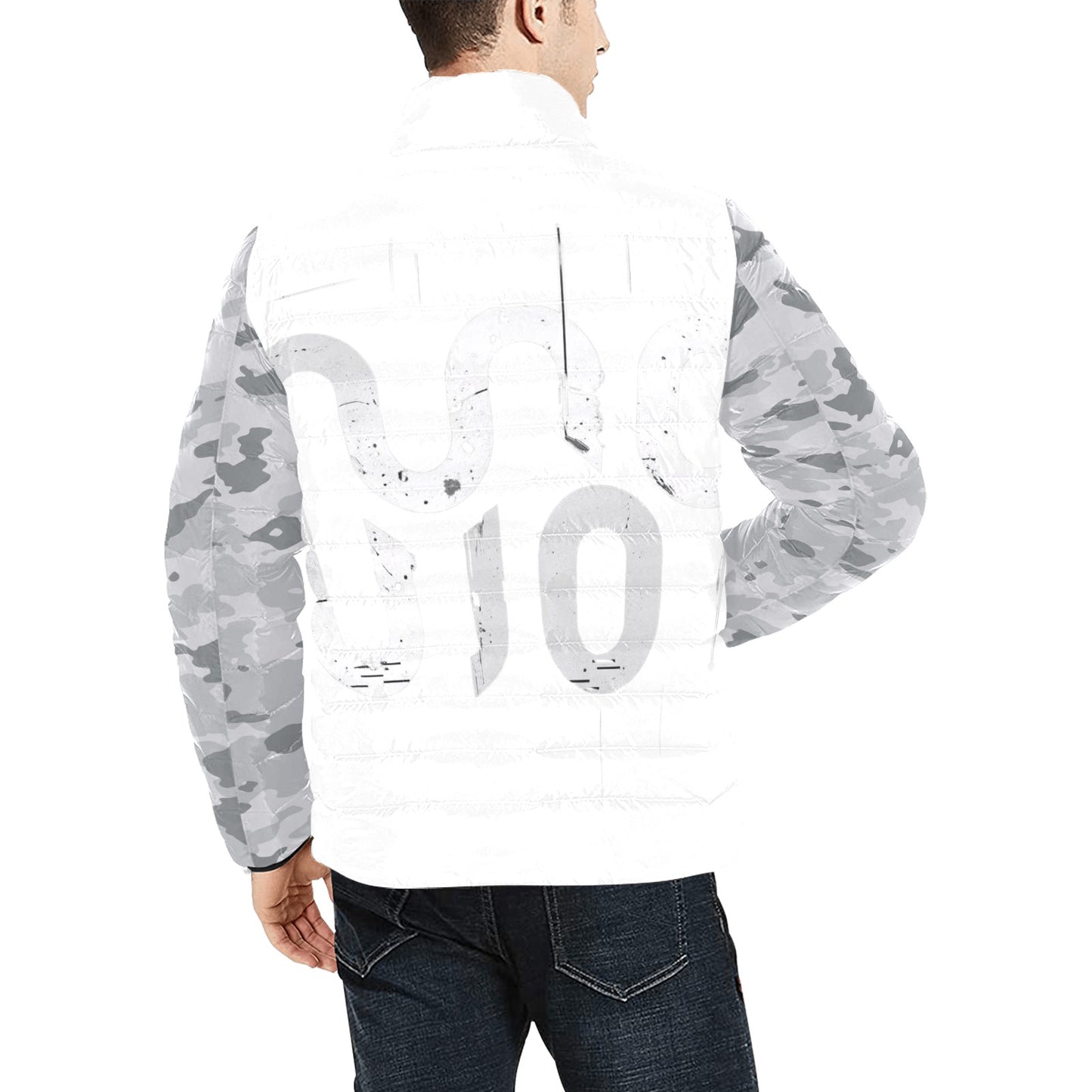 Giacca Bomber Uomo Collezione Concrete Echoes JSHUB – Base Bianca Mimetico Grigio Stampa All Over