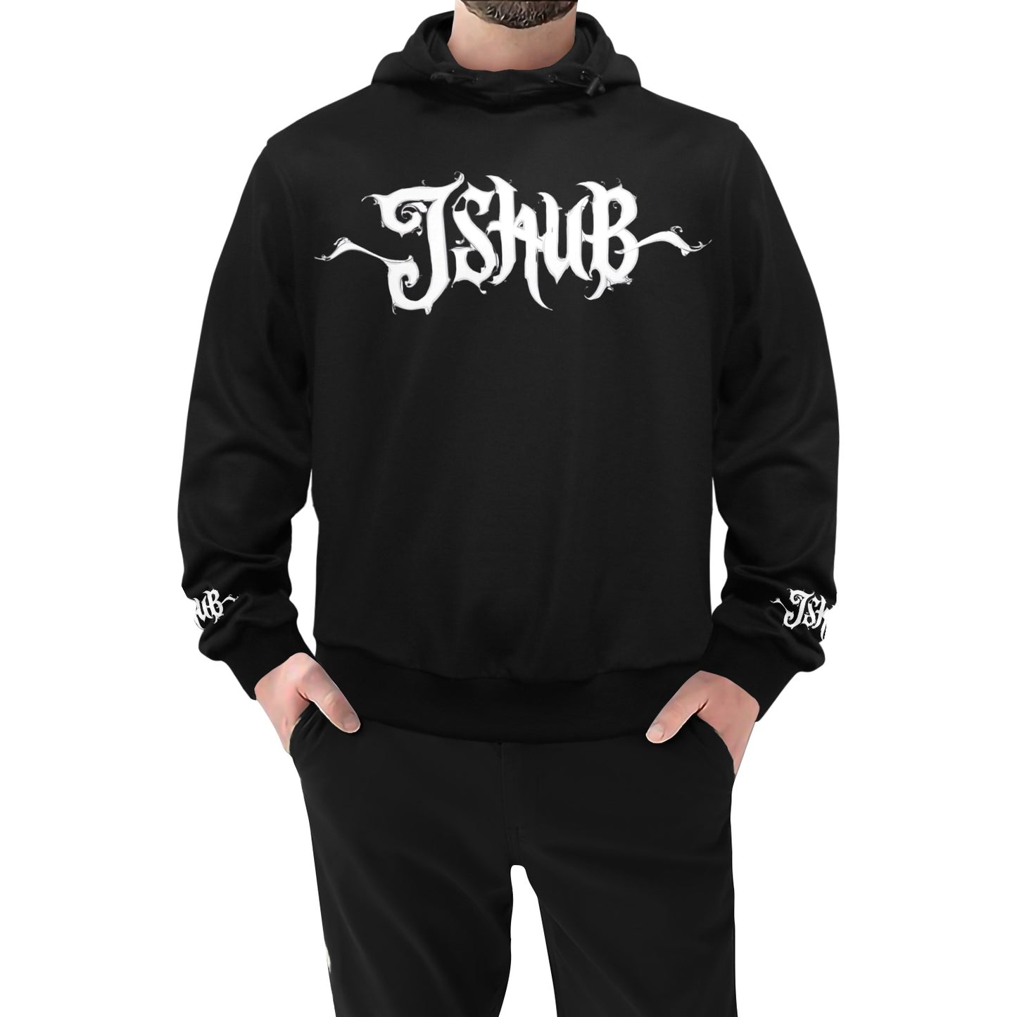 Felpa Uomo JSHUB Signature Monocolore nero Logo Calligrafato
