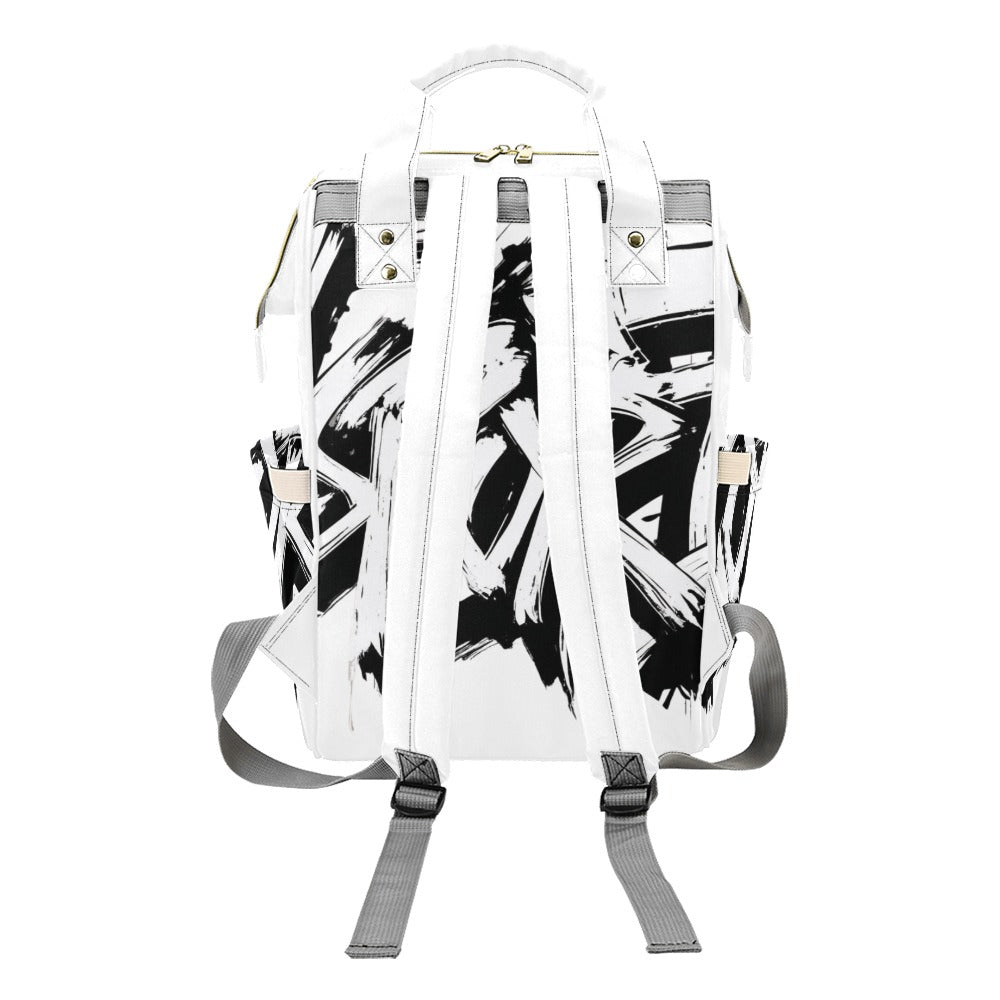 Zaino multifunzione Momo JSPORTS – Bianco con stampa all-over nera