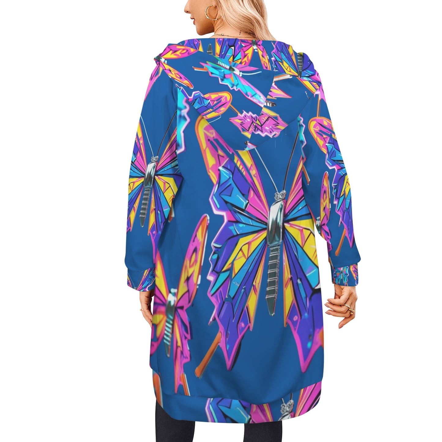 Giacca felpa donna con cappuccio e zip Wings of Noise stampa all-over – 10 varianti colore