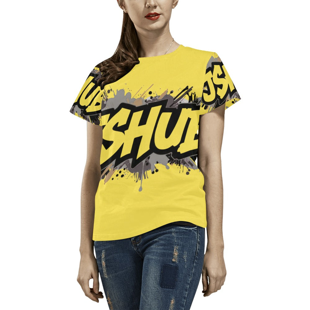 T-shirt Donna JSHub Urban Streetwear Graffiti Monochrome – Stampa All-Over