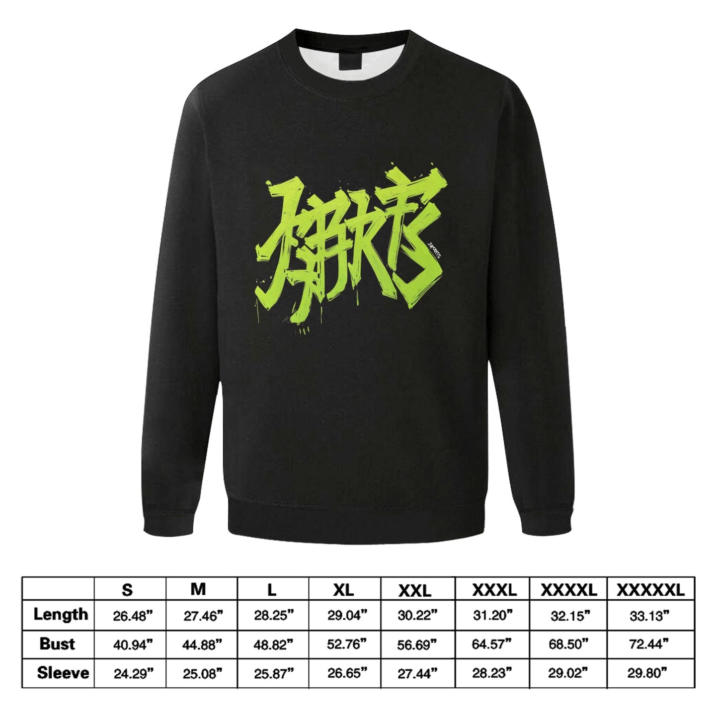 Felpa Uomo "JSPORTS Mono H18 Black-Neon" – Girocollo Nera con Logo Verde Fluo