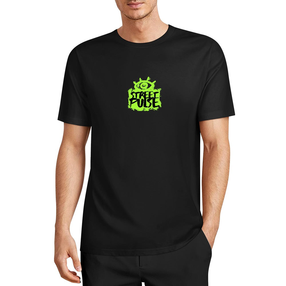 T-shirt uomo “JS Street Pulse” – Nera con logo verde lime