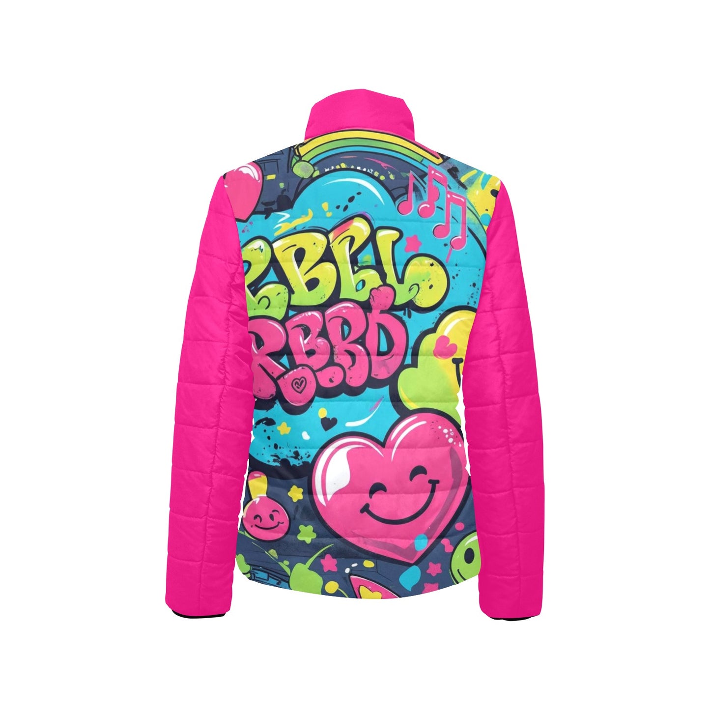Giacca imbottita donna Viber City “Emotion Happiness” colletto rialzato multicolor