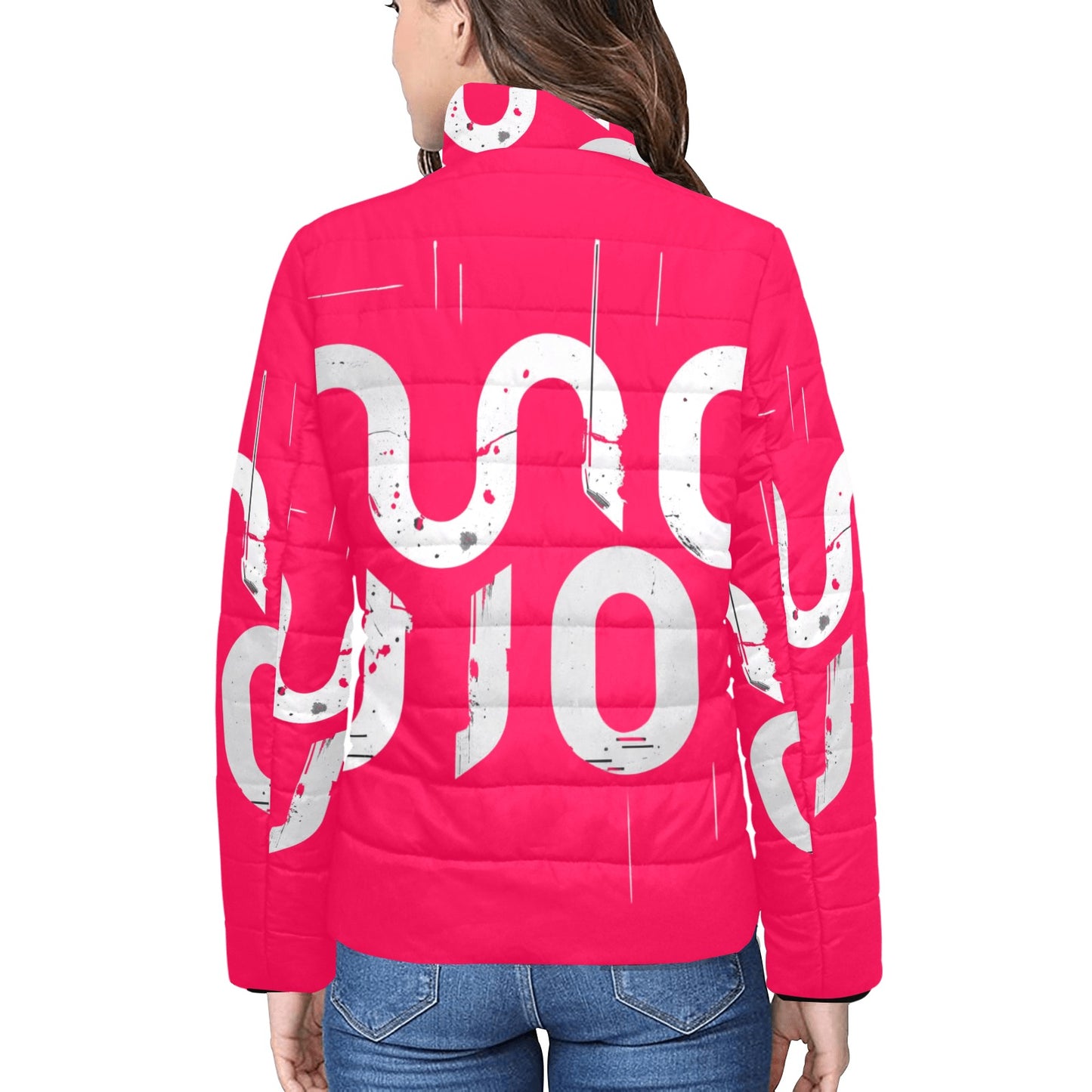 Giacca imbottita donna crimson Concrete Echoes “Urban Static” colletto rialzato