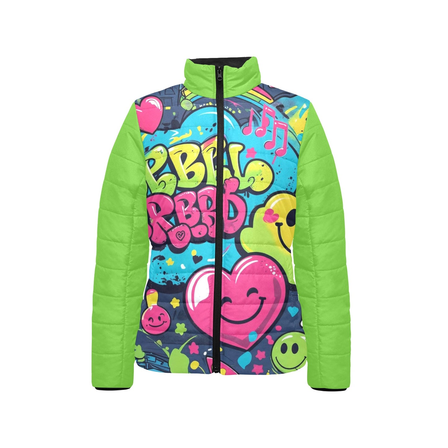 Giacca imbottita donna Viber City “Emotion Happiness” colletto rialzato multicolor