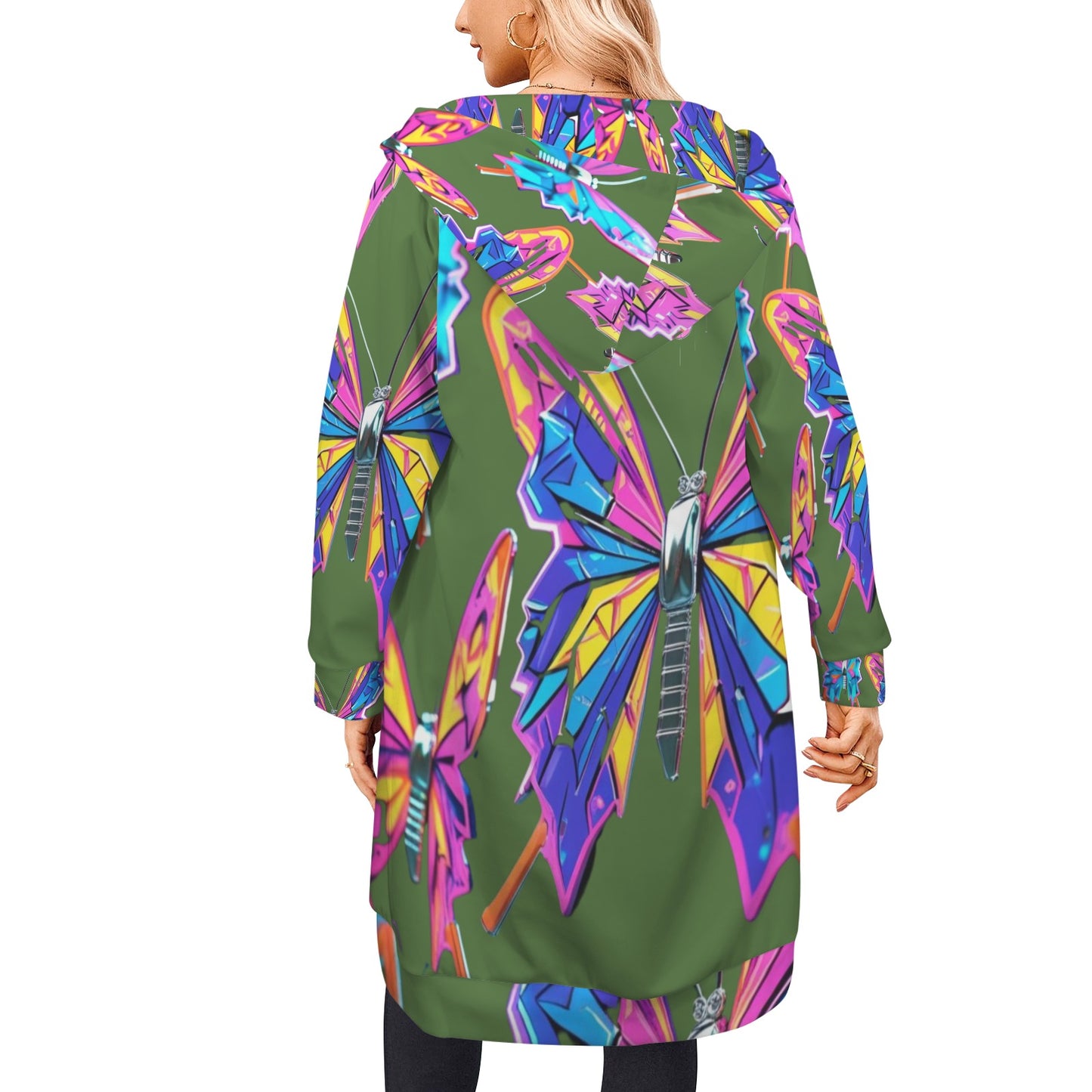 Giacca felpa donna con cappuccio e zip Wings of Noise stampa all-over – 10 varianti colore