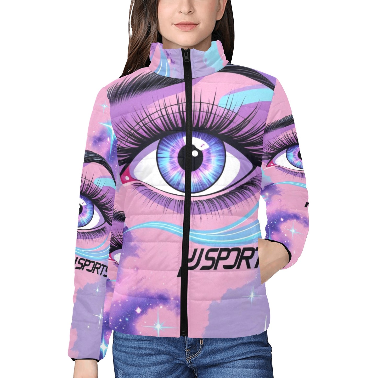Giacca imbottita donna Dreamskin con occhio centrale colletto rialzato