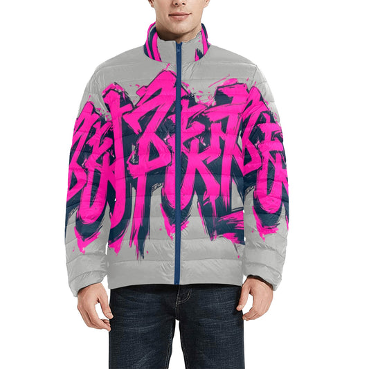 Giacca Bomber Uomo Collezione JSports Momo M07 Grigio Melange e Fucsia JSHUB – Base Grigio Melange con Stampa All-Over Fucsia Contornata da Sfumature Scure