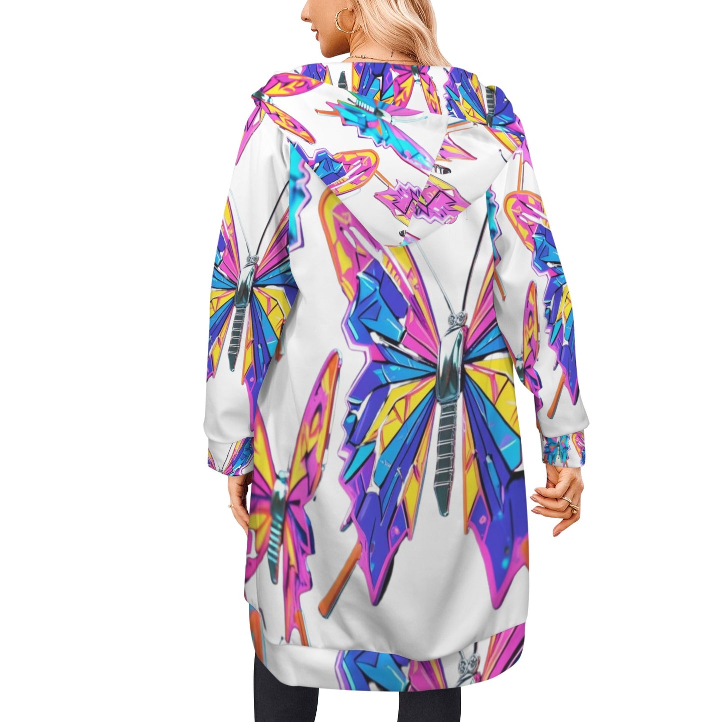 Giacca felpa donna con cappuccio e zip Wings of Noise stampa all-over – 10 varianti colore
