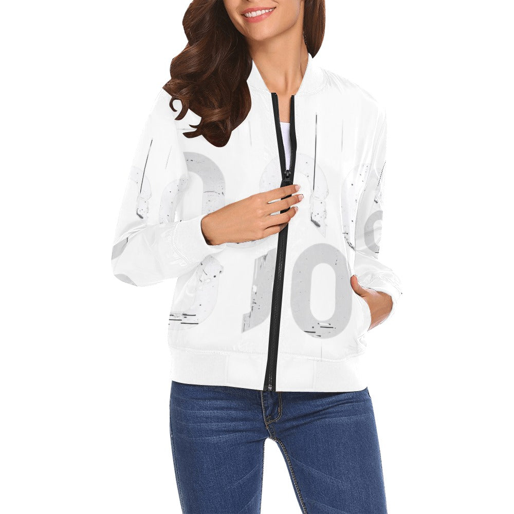 Bomber donna Concrete Echoes Urban Static bianco logo all-over streetwear