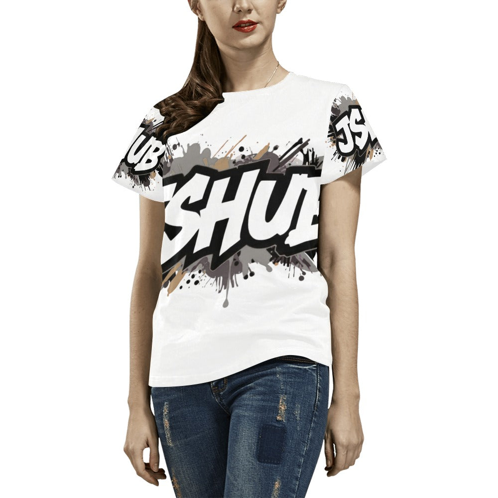 T-shirt Donna JSHub Urban Streetwear Graffiti Monochrome – Stampa All-Over