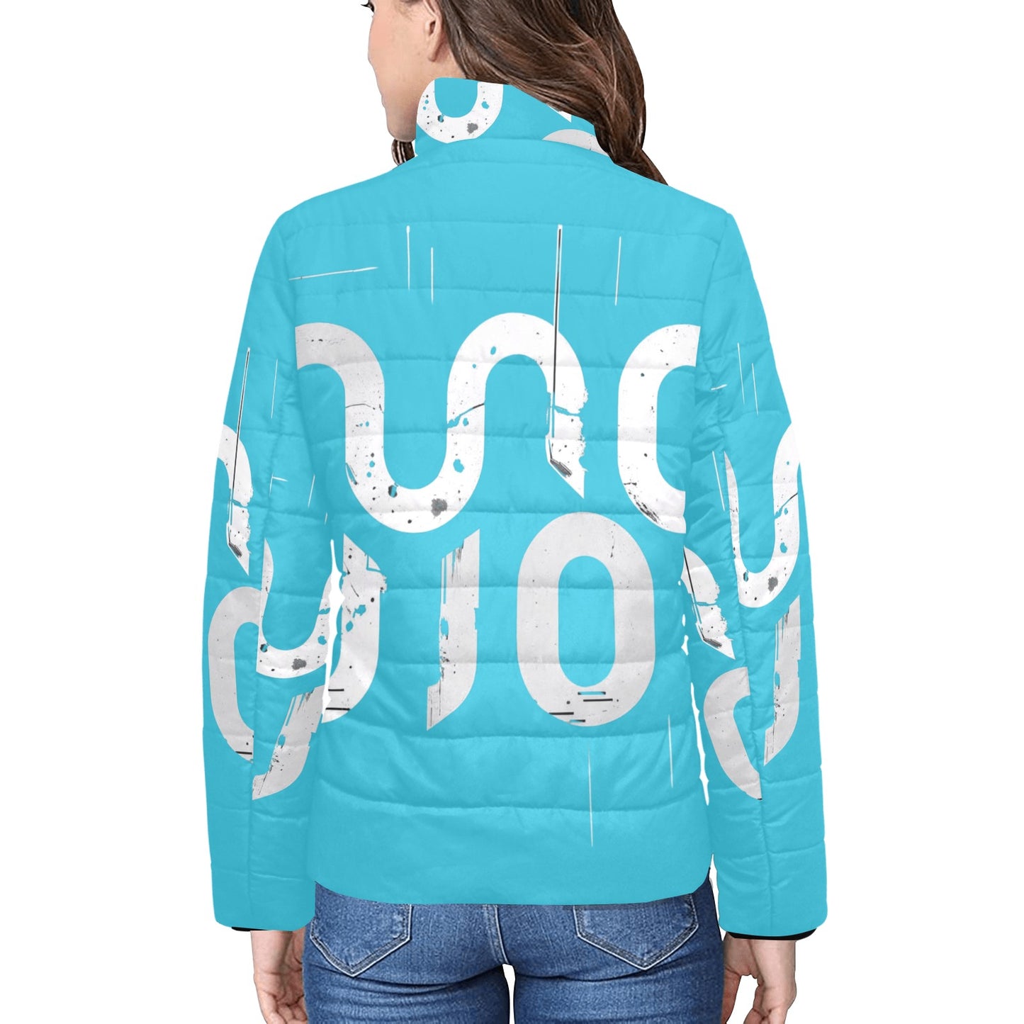 Giacca imbottita donna Dark Turquoise Concrete Echoes “Urban Static” colletto rialzato