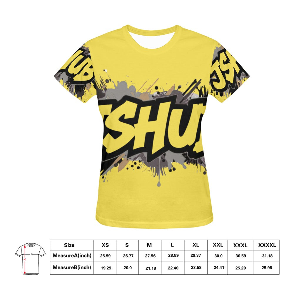 T-shirt Donna JSHub Urban Streetwear Graffiti Monochrome – Stampa All-Over