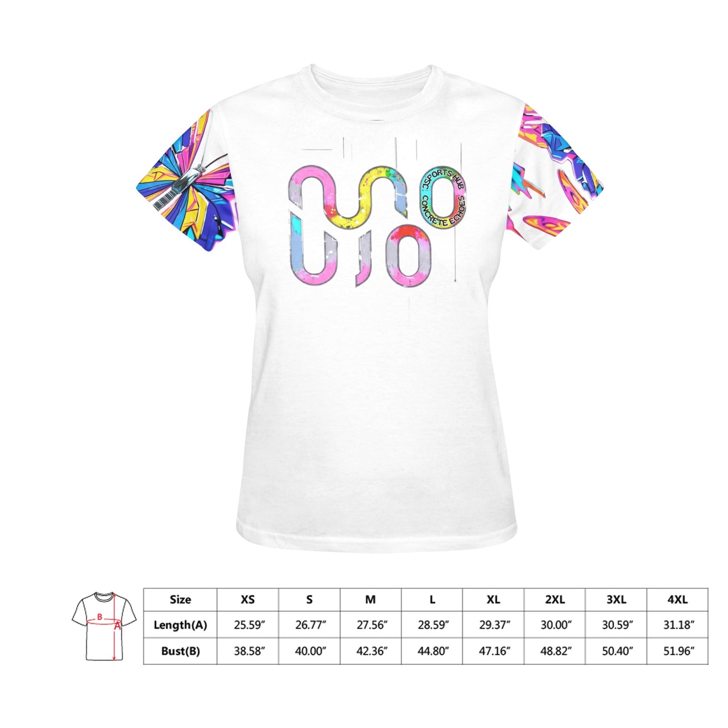 T-shirt donna Concrete Echoes “Wings of Noise” – Logo Centrale e Farfalle 3D | JSHUB