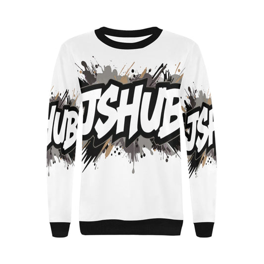 Felpa girocollo da donna con polsini a costine H34 casual e stampata