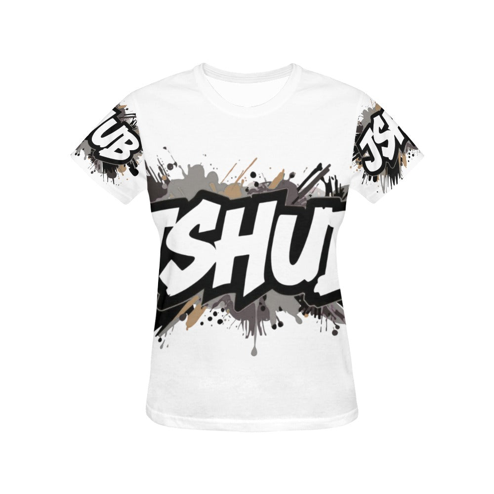 T-shirt Donna JSHub Urban Streetwear Graffiti Monochrome – Stampa All-Over