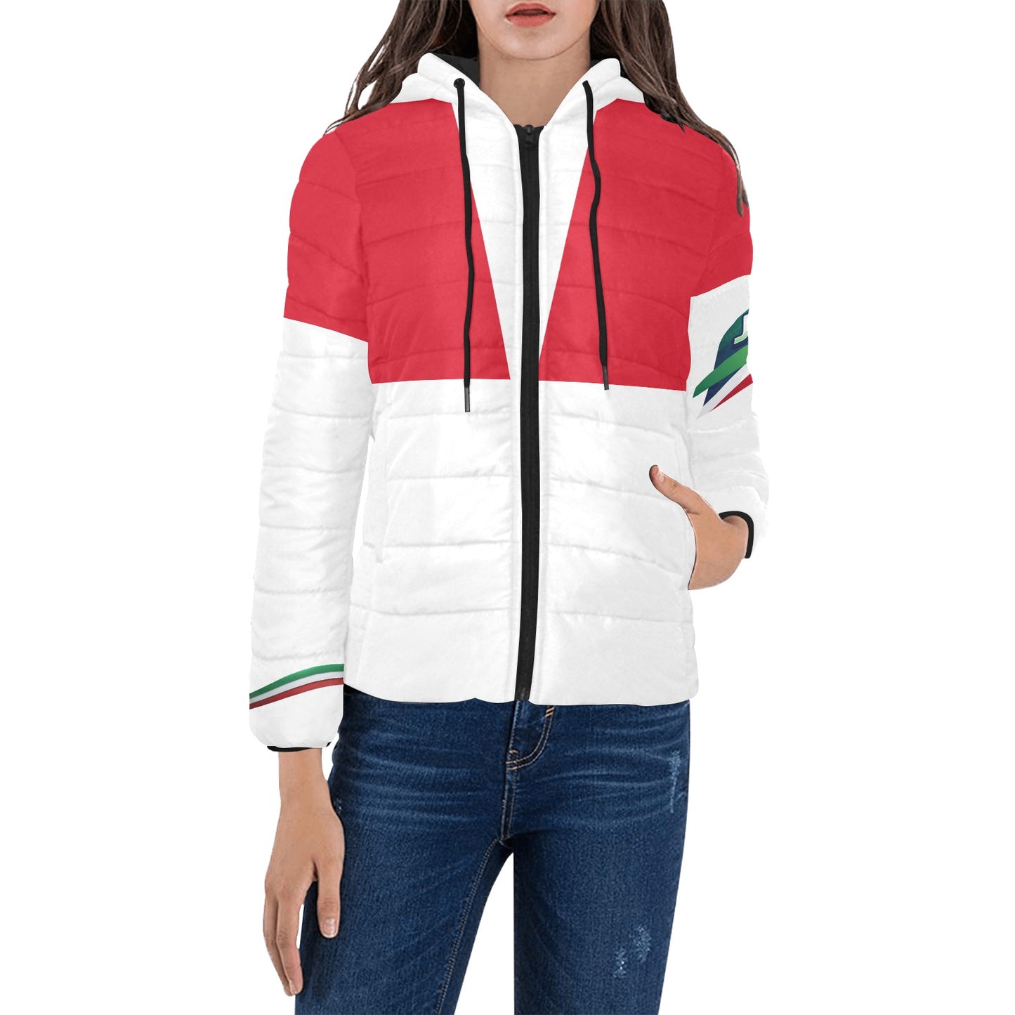 JSHUB Winter Nation Italy Edition – Giubbotto Piumino Donna Bianco e Rosso