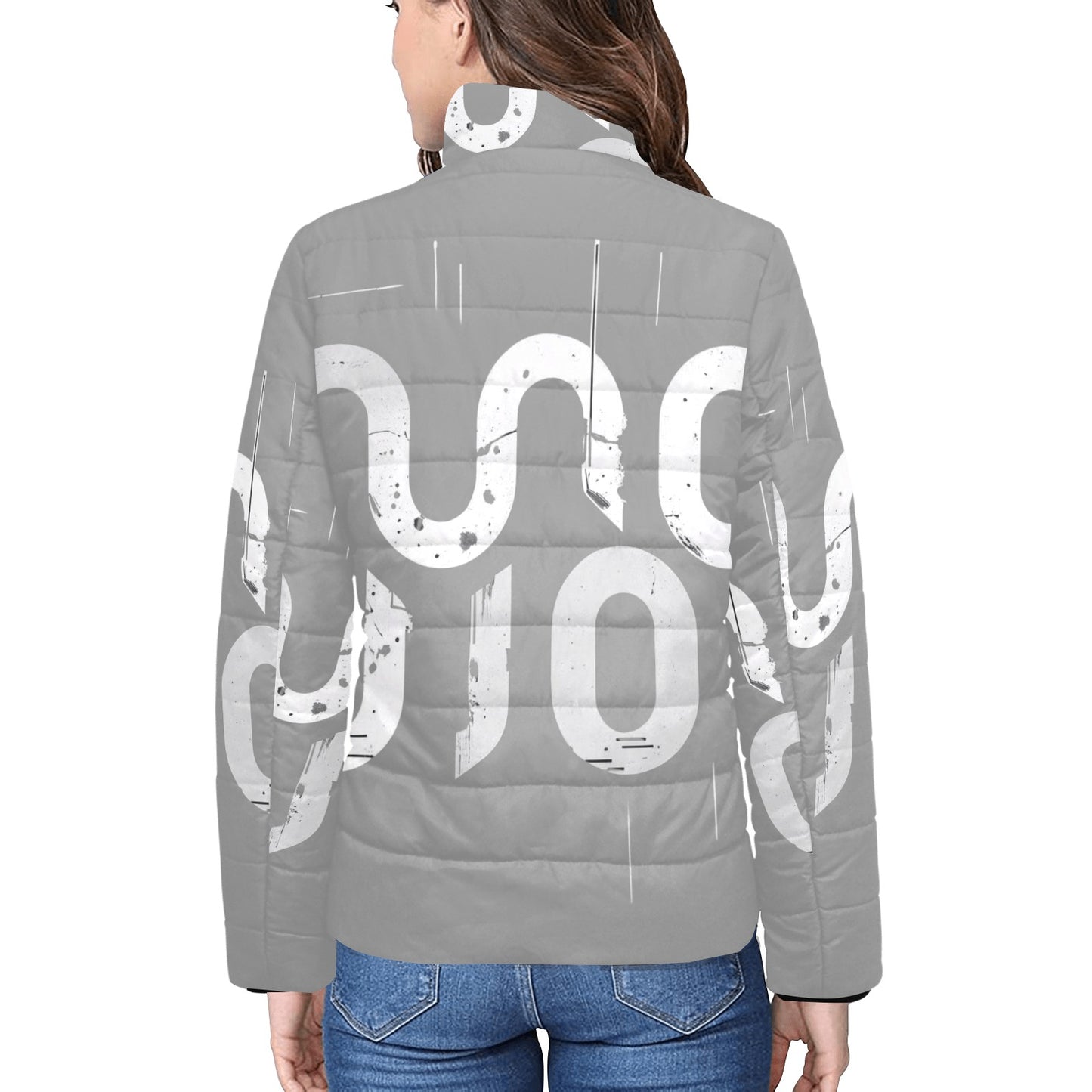 Giacca imbottita donna Dark Grey Concrete Echoes “Urban Static” colletto rialzato