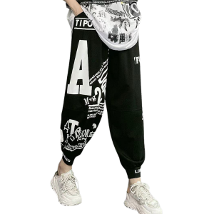 Pantaloni harem lettering oversize in cotone